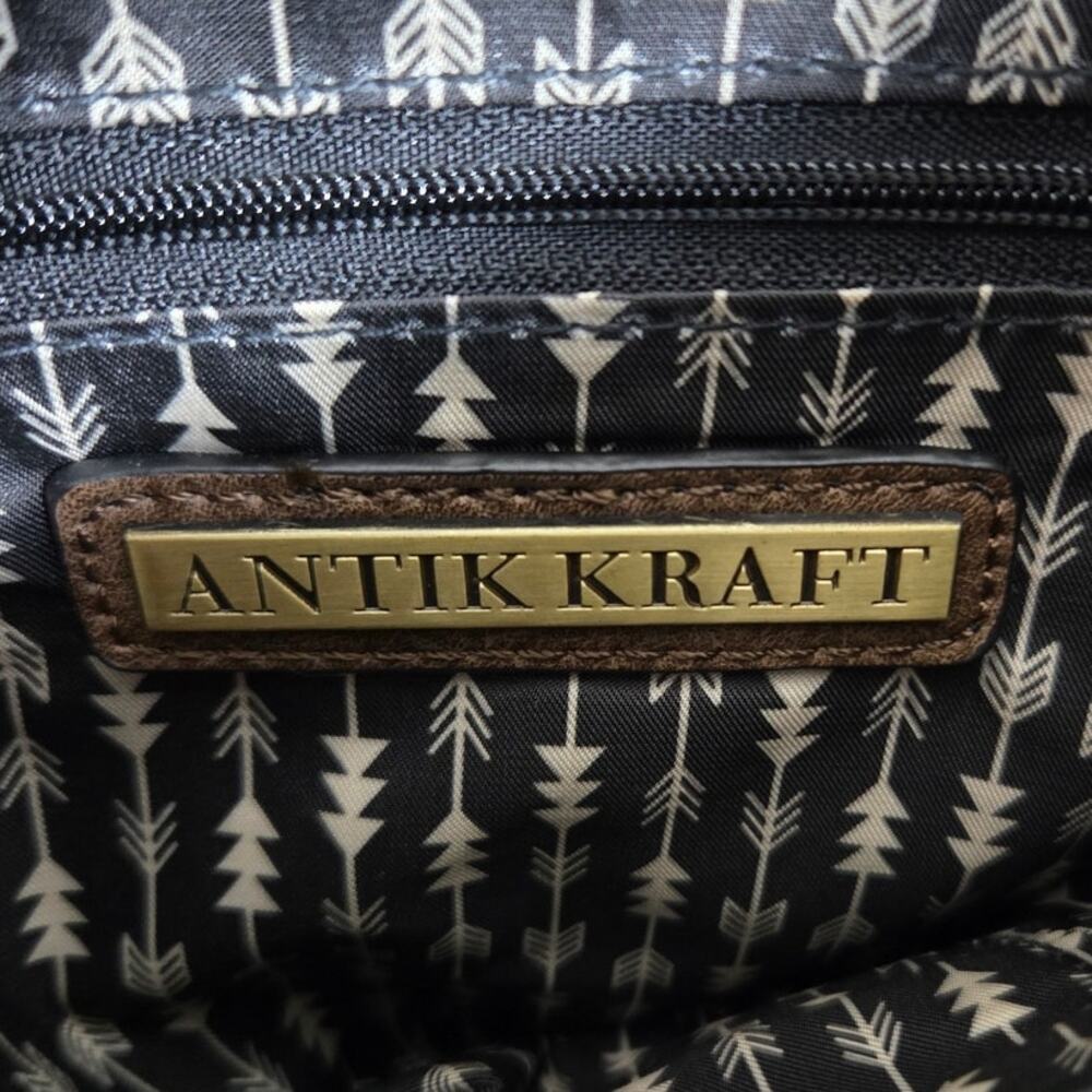 Antik Kraft Brown Faux Leather Gold Studded Crossbody Saddle Bag Western - Picture 6 of 13